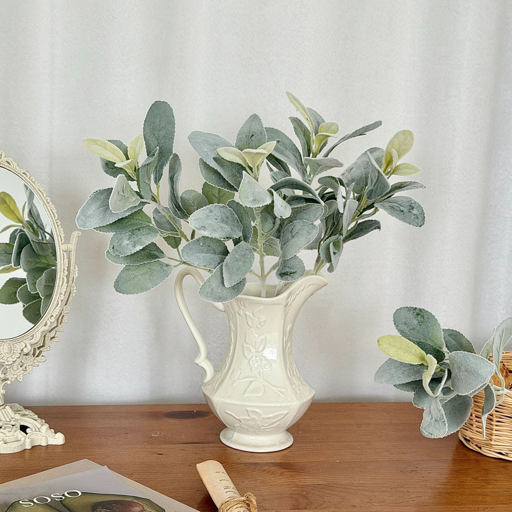 Faux Velvet Rabbit Ear Plant - 15" Realistic Decorative Greenery for Home Decor, Weddings, and Event Styling