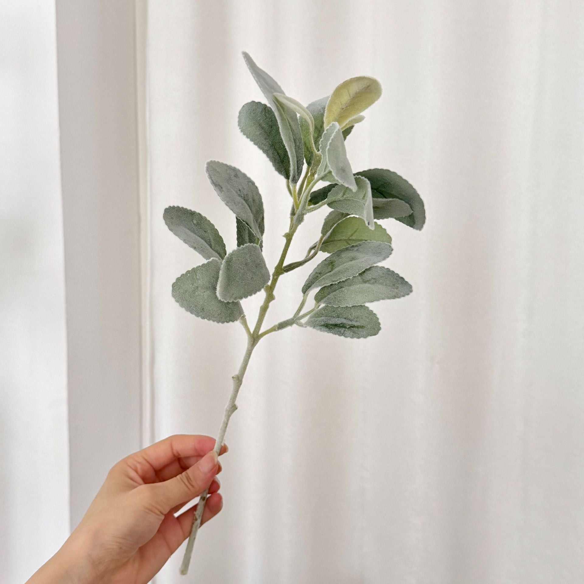 Faux Velvet Rabbit Ear Plant - 15" Realistic Decorative Greenery for Home Decor, Weddings, and Event Styling