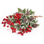 Set of 2 Faux Red Berry & Pinecone Stems, 16 Inch Realistic Winter Floral Spray for Christmas Decor, Holiday Vase Fillers, Wreath Making & Crafts