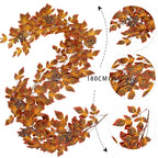 71" Realistic Maple Leaf Garland, Faux Autumn Foliage Vine in Red, Yellow & Green, Lifelike Thanksgiving Decor, Halloween Mantel, Fall Wedding Arch