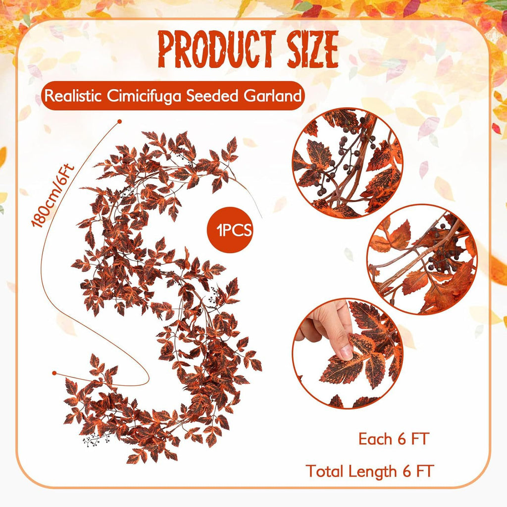 71" Realistic Maple Leaf Garland, Faux Autumn Foliage Vine in Red, Yellow & Green, Lifelike Thanksgiving Decor, Halloween Mantel, Fall Wedding Arch