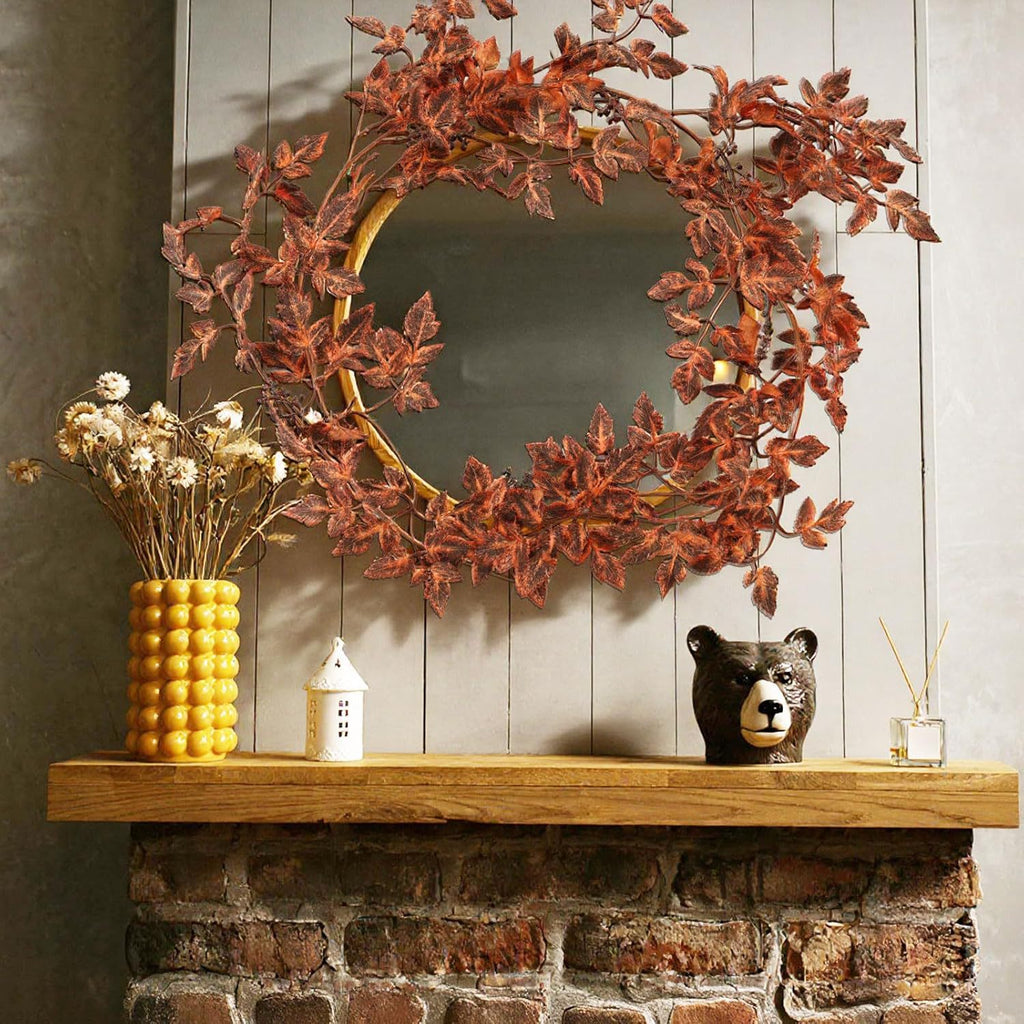 71" Realistic Maple Leaf Garland, Faux Autumn Foliage Vine in Red, Yellow & Green, Lifelike Thanksgiving Decor, Halloween Mantel, Fall Wedding Arch