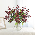Faux Olive Branch Stems with Berries, Set of 5, 14" Tall, Realistic Artificial Greenery for Vase, Wedding Bouquets & Home Decor