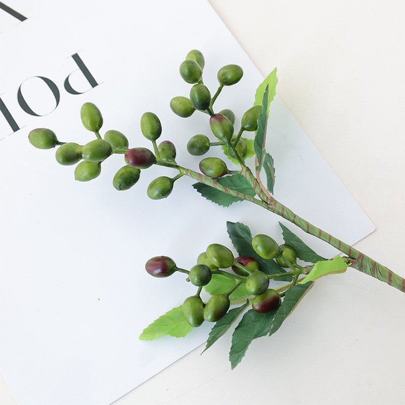 Faux Olive Branch Stems with Berries, Set of 5, 14" Tall, Realistic Artificial Greenery for Vase, Wedding Bouquets & Home Decor