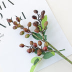 Faux Olive Branch Stems with Berries, Set of 5, 14" Tall, Realistic Artificial Greenery for Vase, Wedding Bouquets & Home Decor