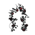 Black Rose Garland, 79-Inch Faux Floral Vine, Gothic Artificial Flowers for Halloween Decor, Spooky Mantle, Wedding Arch, Event Styling