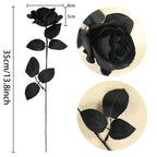 Black and White Faux Roses 15" (37cm) - Realistic Artificial Flowers for Home Decor, Weddings, Events, and Floral Arrangements