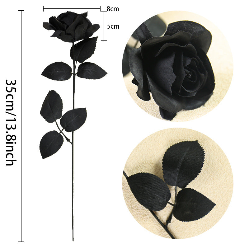 Black and White Faux Roses 15" (37cm) - Realistic Artificial Flowers for Home Decor, Weddings, Events, and Floral Arrangements