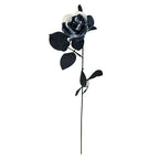 Black and White Faux Roses 15" (37cm) - Realistic Artificial Flowers for Home Decor, Weddings, Events, and Floral Arrangements