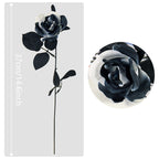 Black and White Faux Roses 15" (37cm) - Realistic Artificial Flowers for Home Decor, Weddings, Events, and Floral Arrangements