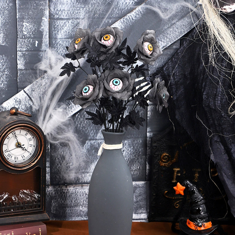 Spooky Eyeball Floral Stem, 20-Inch Tall Artificial Flower Pick, Gothic Halloween Decor for Vases, Macabre Wreaths & Dark Floral Arrangements