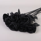 Artificial Black Rose, 20-Inch Long Stem Silk Flower with Large 4" Head, Realistic Gothic Decor for Halloween Parties, Moody Bouquets & Home Vases