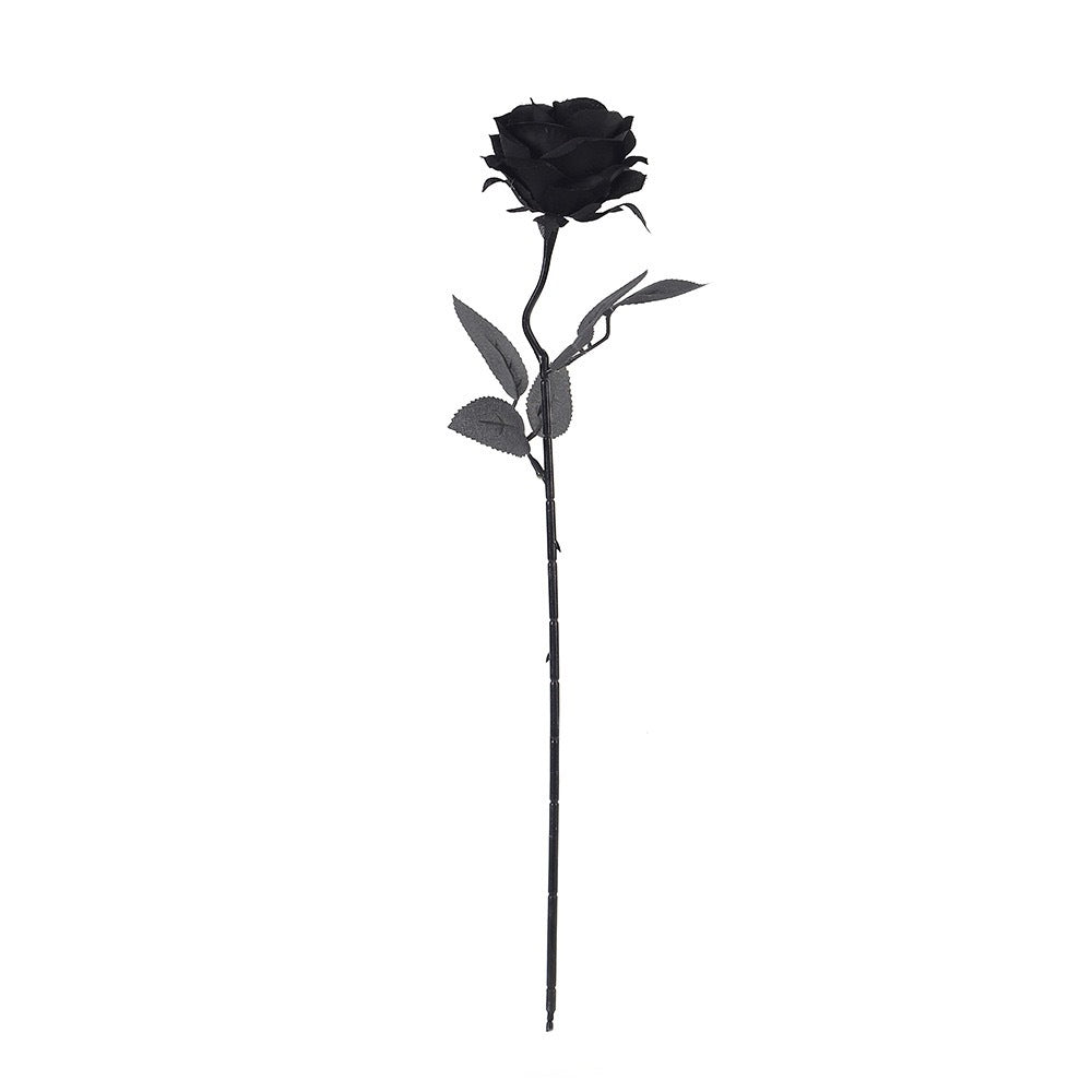 Artificial Black Rose, 20-Inch Long Stem Silk Flower with Large 4" Head, Realistic Gothic Decor for Halloween Parties, Moody Bouquets & Home Vases