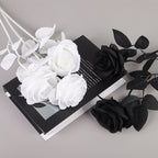 Artificial Black Rose, 20-Inch Long Stem Silk Flower with Large 4" Head, Realistic Gothic Decor for Halloween Parties, Moody Bouquets & Home Vases