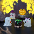 Halloween Glow-in-the-Dark Ghost Pumpkin Resin Decor, 6 Styles, Perfect for Home Decor, Party, and Seasonal Displays