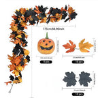 Halloween Garland 79", Set of 2 Faux Pumpkin & Maple Leaf Vine, Realistic Autumn Decor for Mantel, Doorway, Party & Seasonal Displays