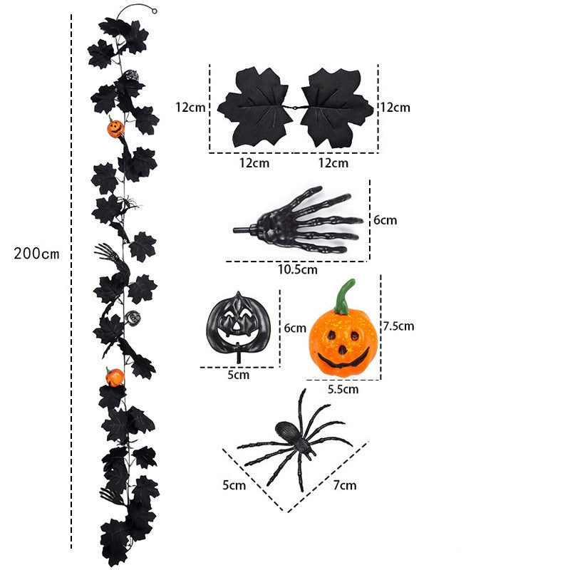 Halloween Garland 79", Set of 2 Faux Pumpkin & Maple Leaf Vine, Realistic Autumn Decor for Mantel, Doorway, Party & Seasonal Displays
