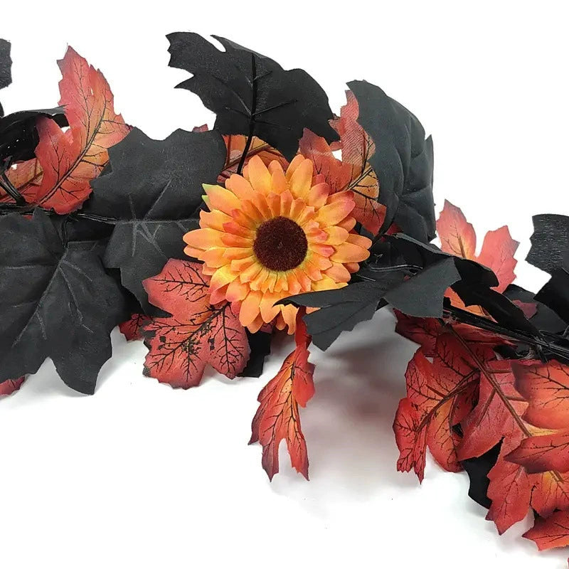 Halloween Garland 79", Set of 2 Faux Pumpkin & Maple Leaf Vine, Realistic Autumn Decor for Mantel, Doorway, Party & Seasonal Displays