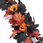 Halloween Garland 79", Set of 2 Faux Pumpkin & Maple Leaf Vine, Realistic Autumn Decor for Mantel, Doorway, Party & Seasonal Displays