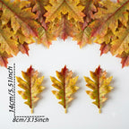 Realistic Faux Oak Leaves Stem - 11.5cm (4.5") & 14cm (5.5") - Perfect for Vases, Home Decor, Weddings, and Events