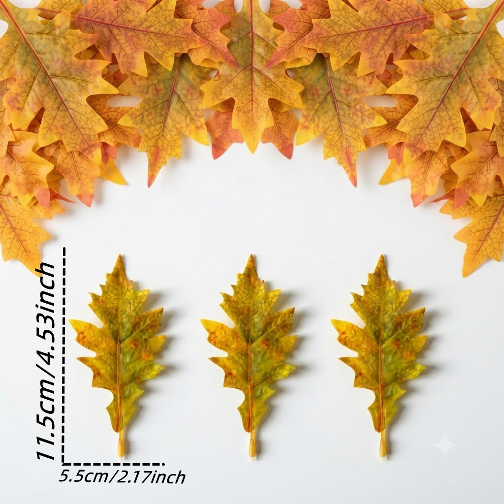 Realistic Faux Oak Leaves Stem - 11.5cm (4.5") & 14cm (5.5") - Perfect for Vases, Home Decor, Weddings, and Events
