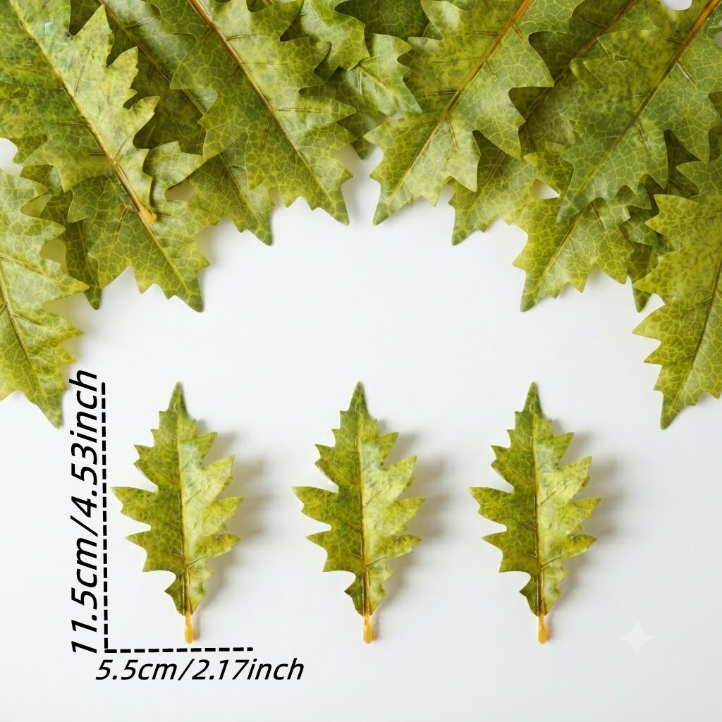 Realistic Faux Oak Leaves Stem - 11.5cm (4.5") & 14cm (5.5") - Perfect for Vases, Home Decor, Weddings, and Events