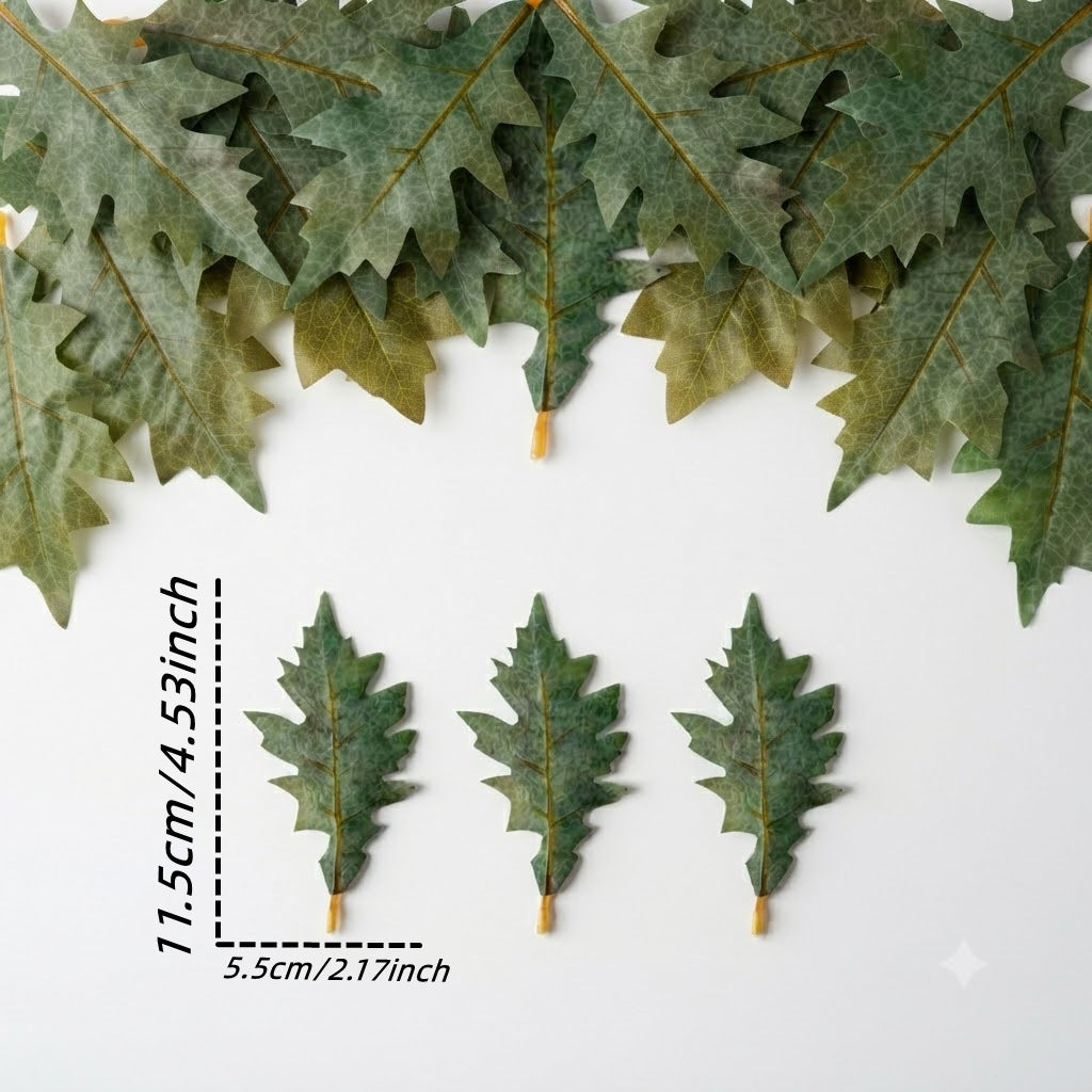 Realistic Faux Oak Leaves Stem - 11.5cm (4.5") & 14cm (5.5") - Perfect for Vases, Home Decor, Weddings, and Events