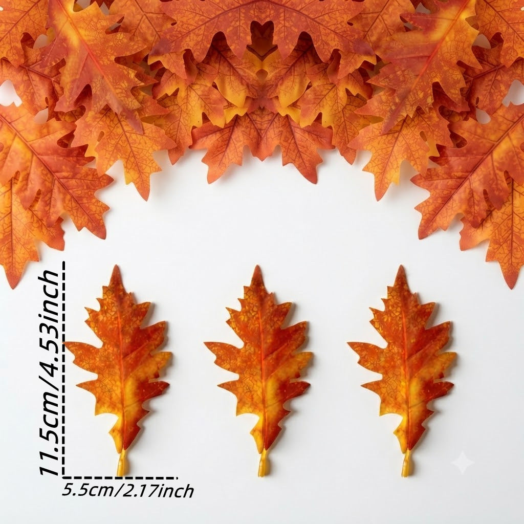 Realistic Faux Oak Leaves Stem - 11.5cm (4.5") & 14cm (5.5") - Perfect for Vases, Home Decor, Weddings, and Events