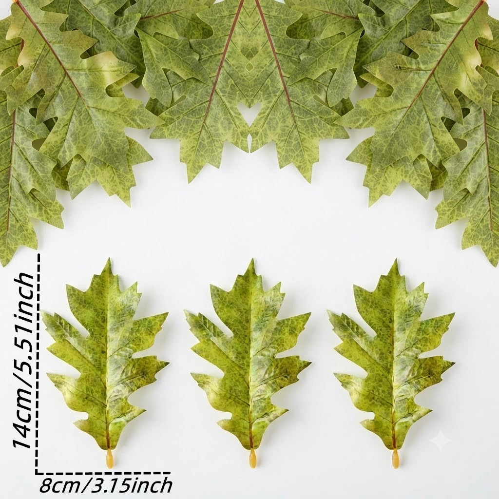 Realistic Faux Oak Leaves Stem - 11.5cm (4.5") & 14cm (5.5") - Perfect for Vases, Home Decor, Weddings, and Events