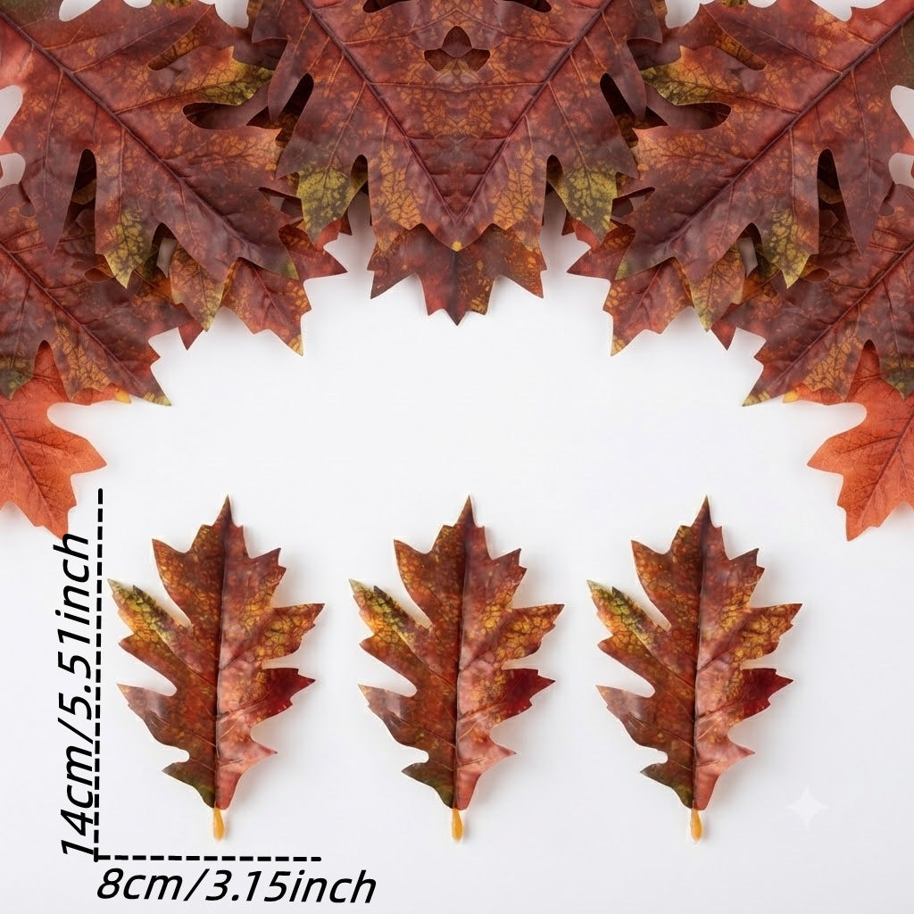 Realistic Faux Oak Leaves Stem - 11.5cm (4.5") & 14cm (5.5") - Perfect for Vases, Home Decor, Weddings, and Events