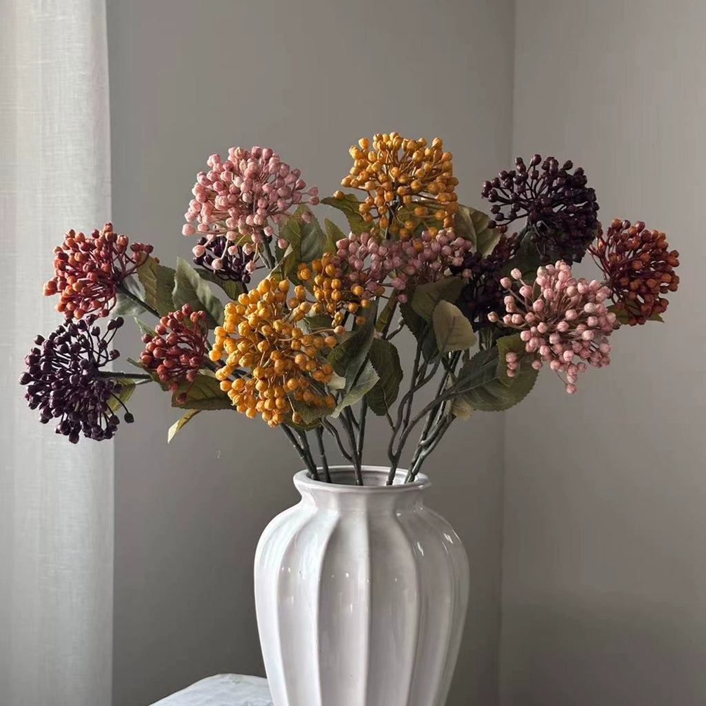 Autumn Hydrangea & Berry Artificial Stem, 21", Large Realistic Faux Flower Spray for Vase Filler, Home Decor, Wedding Bouquets & Arrangements