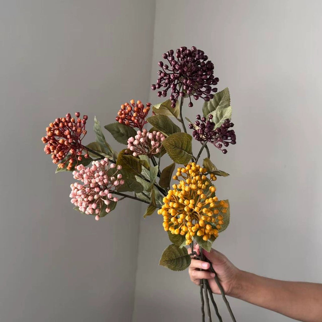 Autumn Hydrangea & Berry Artificial Stem, 21", Large Realistic Faux Flower Spray for Vase Filler, Home Decor, Wedding Bouquets & Arrangements