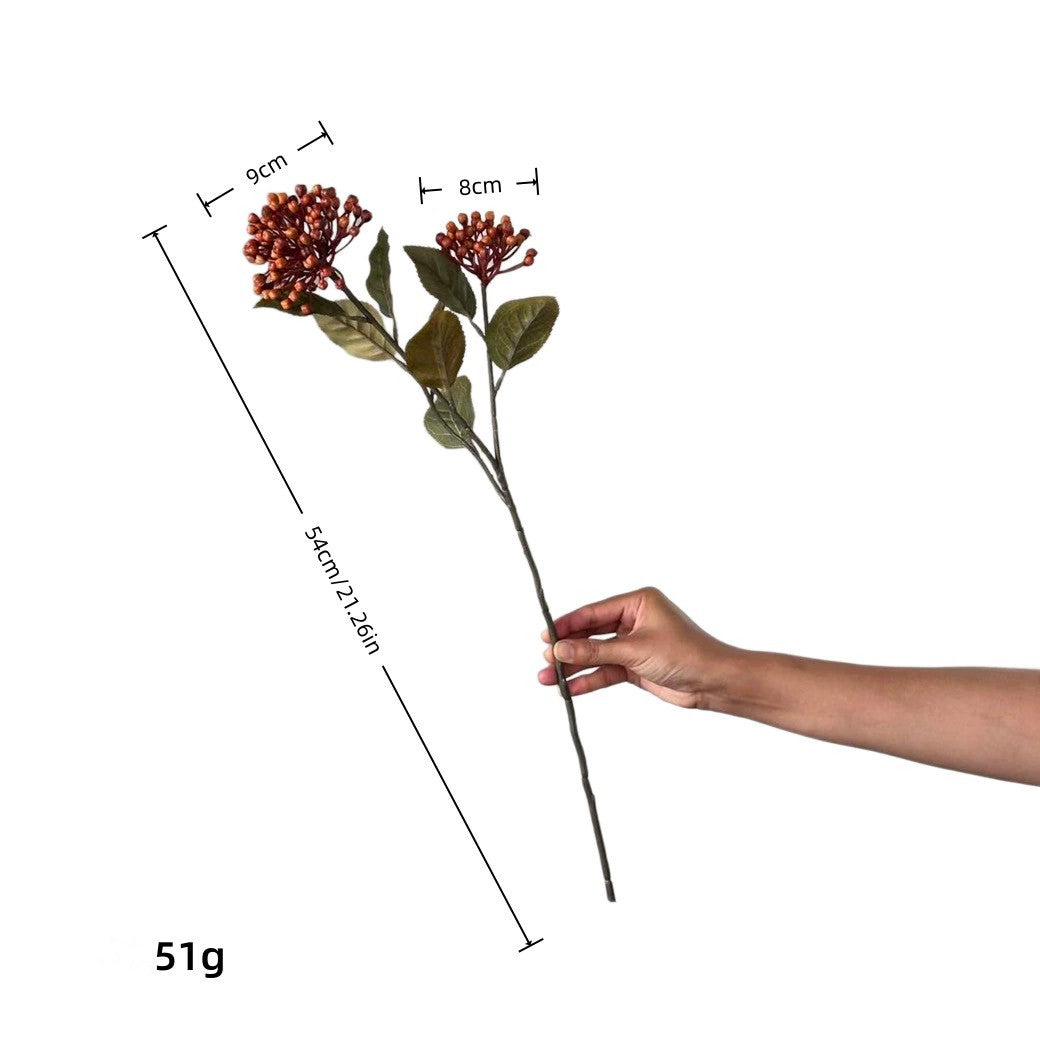 Autumn Hydrangea & Berry Artificial Stem, 21", Large Realistic Faux Flower Spray for Vase Filler, Home Decor, Wedding Bouquets & Arrangements