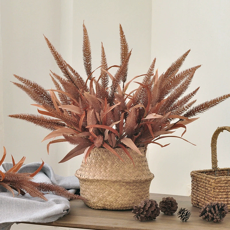 Faux Autumn Foxtail Grass, 28" Long Stem, Realistic Wild Grass Plumes for Vase Filler, Farmhouse Home Decor, Fall Wedding Arrangements, Bulk