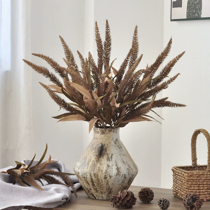Faux Autumn Foxtail Grass, 28" Long Stem, Realistic Wild Grass Plumes for Vase Filler, Farmhouse Home Decor, Fall Wedding Arrangements, Bulk