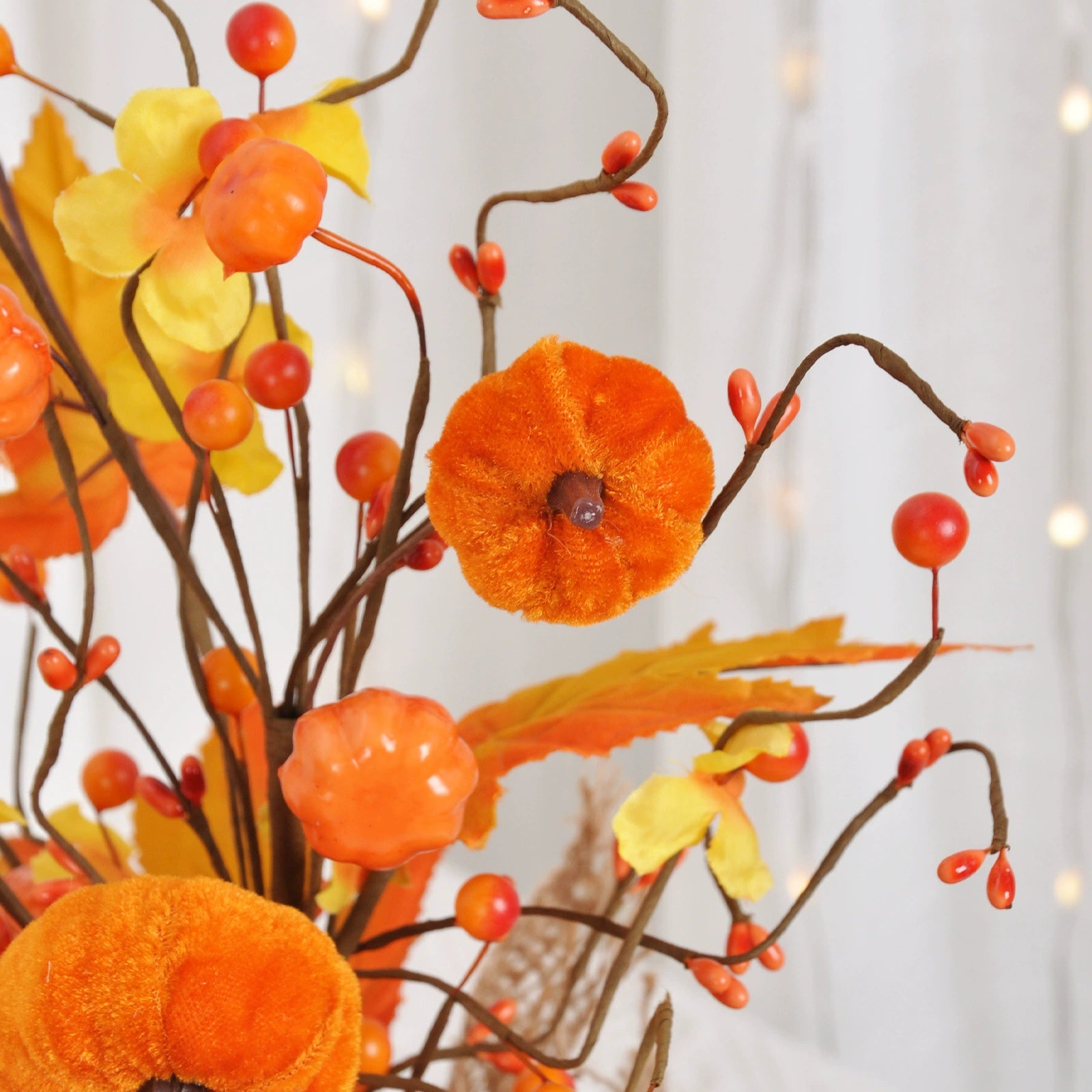 Faux Autumn Maple Leaf Berry Tree, 16" Real-Touch Decorative Accent for Thanksgiving Table Decor, Home Styling, Events, and Seasonal Displays