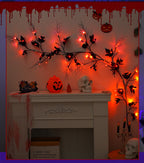Halloween LED String Lights, 79" Creepy Ivy with Spiders & Bats, Purple & Orange Mood Lighting for Home Decor, Parties, and Seasonal Events