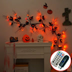 Halloween LED String Lights, 79" Creepy Ivy with Spiders & Bats, Purple & Orange Mood Lighting for Home Decor, Parties, and Seasonal Events