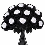 Dramatic Black & Red Faux Roses, 5-Stem Set, Realistic Long Stem Artificial Flowers for Gothic Wedding Bouquets, Halloween & Event Decor