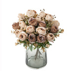 Autumn Classic Rose Bouquet, 12" Real-Touch Faux Flowers, Perfect for Weddings, Home Decor, and Floral Arrangements