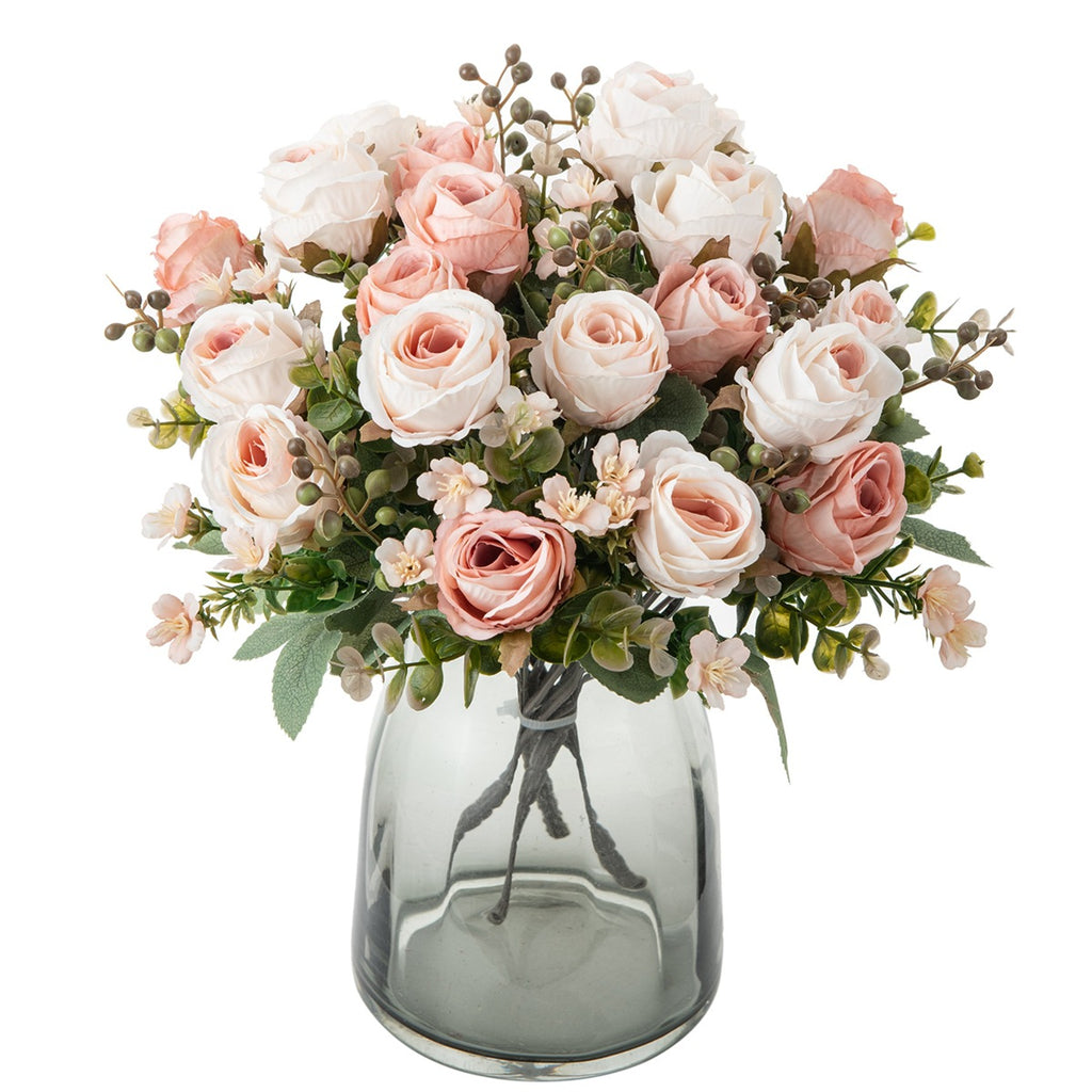Autumn Classic Rose Bouquet, 12" Real-Touch Faux Flowers, Perfect for Weddings, Home Decor, and Floral Arrangements