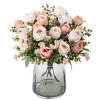 Autumn Classic Rose Bouquet, 12" Real-Touch Faux Flowers, Perfect for Weddings, Home Decor, and Floral Arrangements