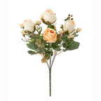 Autumn Classic Rose Bouquet, 12" Real-Touch Faux Flowers, Perfect for Weddings, Home Decor, and Floral Arrangements