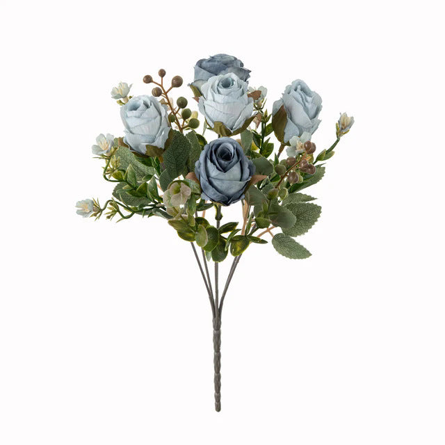 Autumn Classic Rose Bouquet, 12" Real-Touch Faux Flowers, Perfect for Weddings, Home Decor, and Floral Arrangements