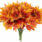 Set of 2 Faux Maple Leaf Stems, 12 Inch Realistic Autumn Foliage for Fall Decor, Thanksgiving Centerpiece, Halloween & Wreath Crafting