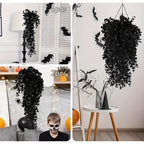 Black Eucalyptus Hanging Plant, 30" Artificial Trailing Vine, Realistic Fake Leaves for Gothic Home Decor, Halloween, Wall Hanging, Wedding & Event Floral