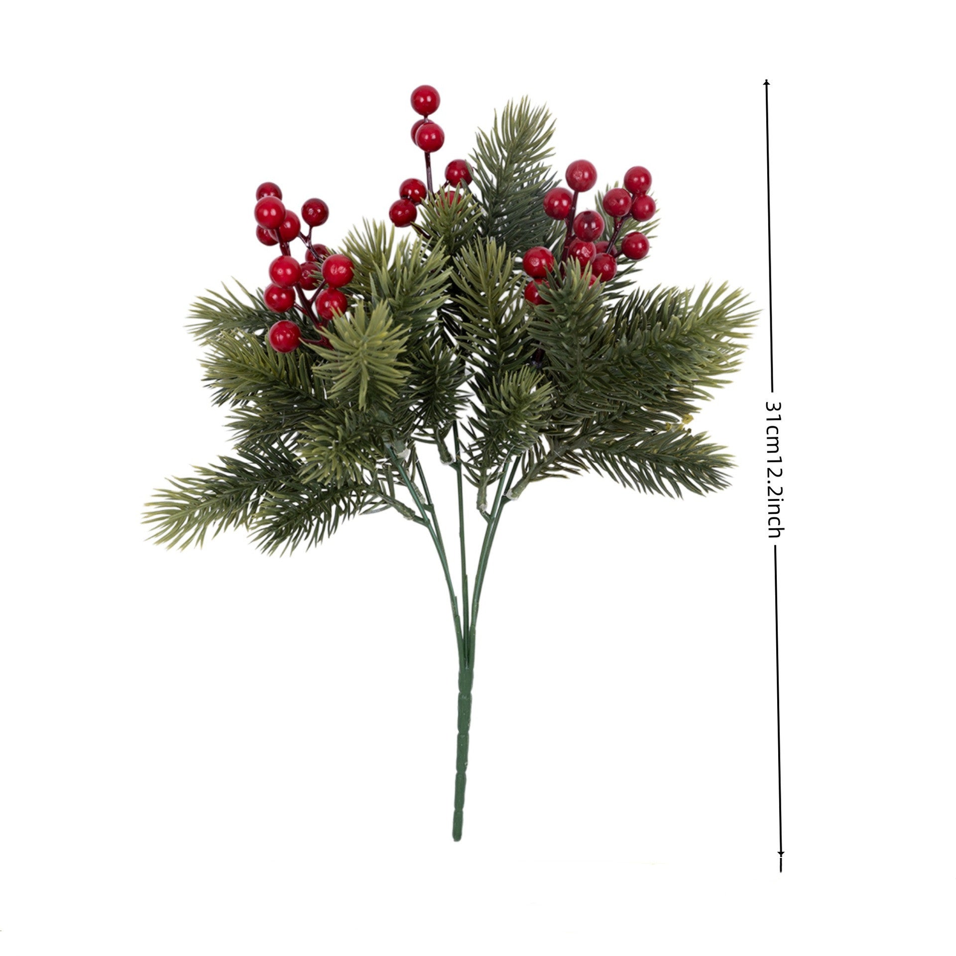 Faux Christmas Berry Stems, Set of 2, Lifelike Red Berry Picks (14" & 12") for Holiday Wreaths, Winter Vase Arrangements & Festive Home Decor