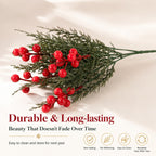 Faux Christmas Berry Stems, Set of 2, Lifelike Red Berry Picks (14" & 12") for Holiday Wreaths, Winter Vase Arrangements & Festive Home Decor