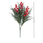Faux Christmas Berry Stems, Set of 2, Lifelike Red Berry Picks (14" & 12") for Holiday Wreaths, Winter Vase Arrangements & Festive Home Decor