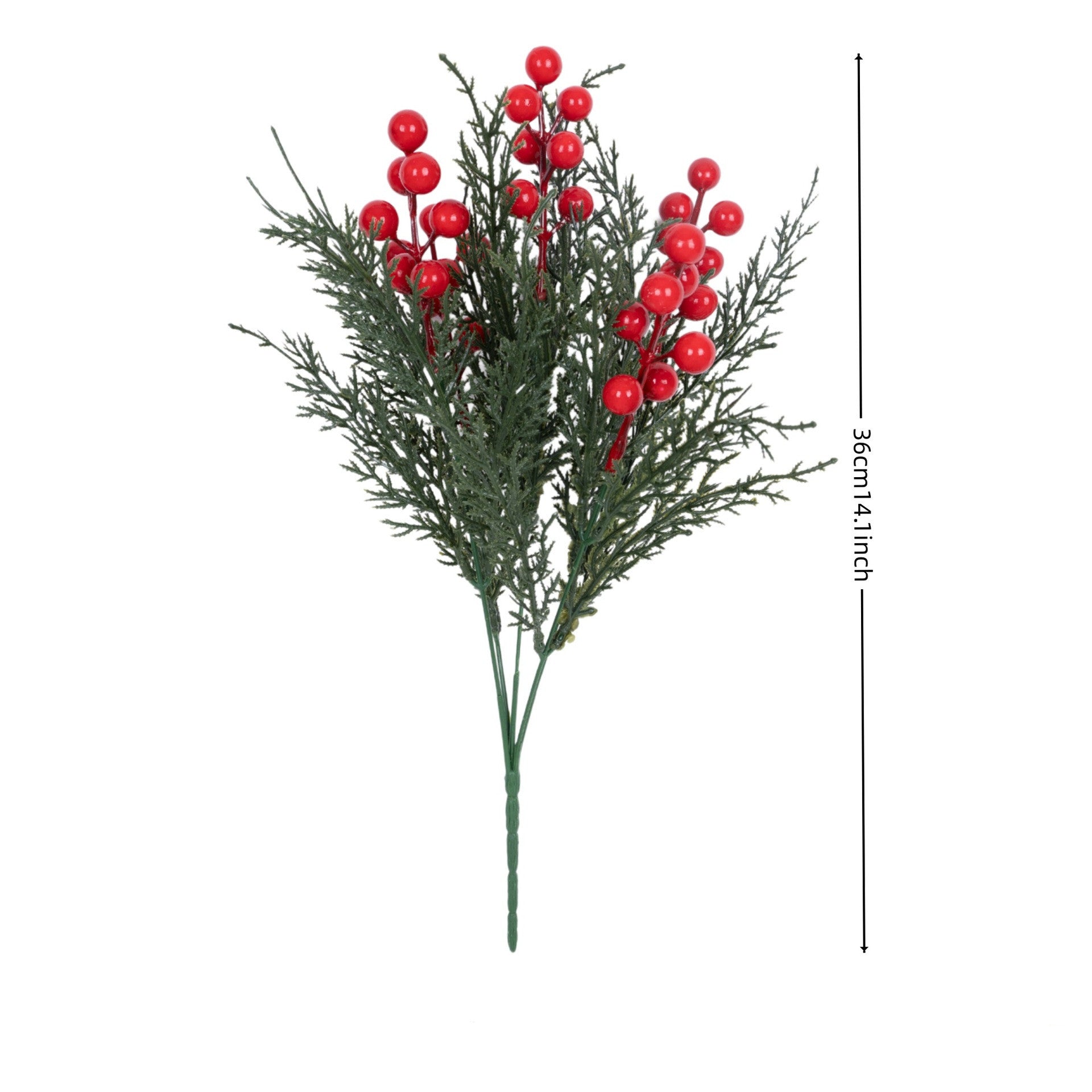 Faux Christmas Berry Stems, Set of 2, Lifelike Red Berry Picks (14" & 12") for Holiday Wreaths, Winter Vase Arrangements & Festive Home Decor